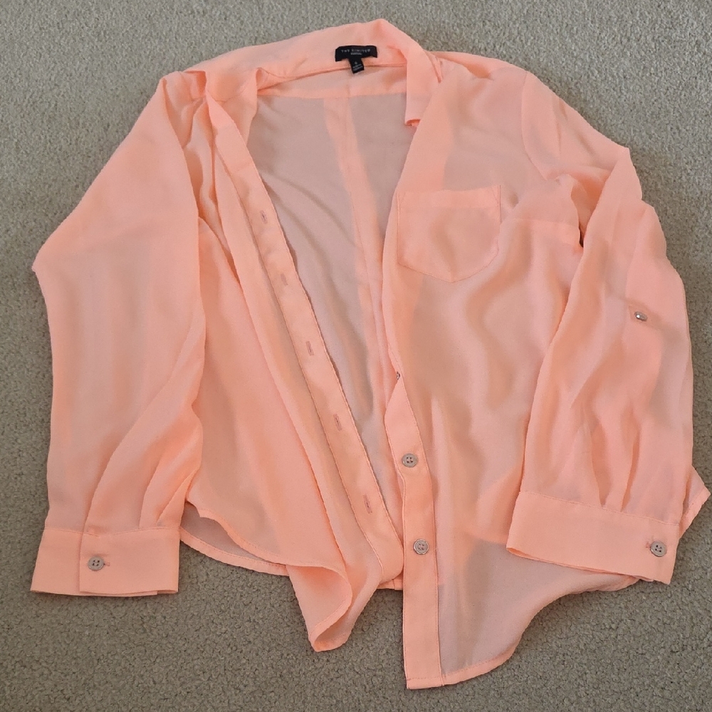 The Limited Coral Sheer Blouse, Women's Size Small.